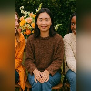 Vtg Joule Brown Mocha Fuzzy Knit Sweater Women’s M Soft Cozy Pullover Jumper